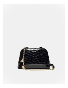 Noir Charm Chain Crossbody Bag in Black