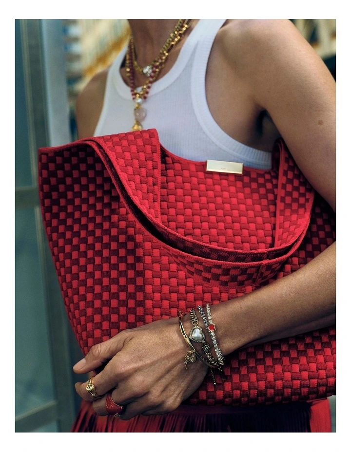 Amelie Basket Tote Bag in Lipstick Red image 2