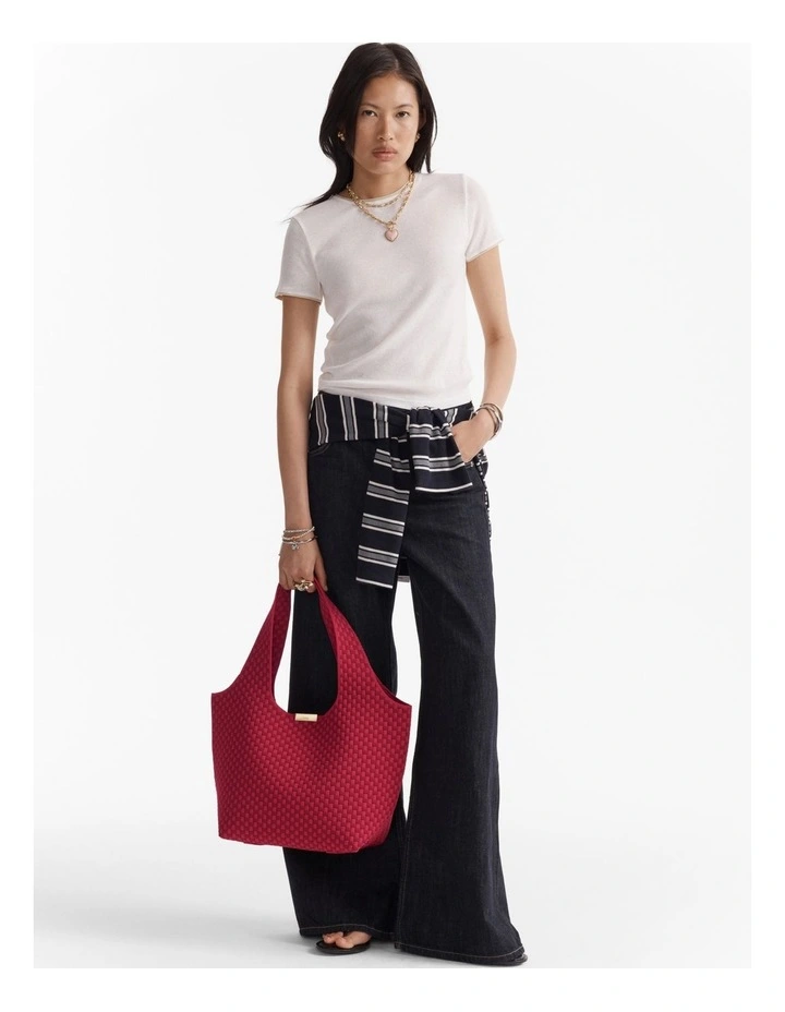 Amelie Basket Tote Bag in Lipstick Red image 7