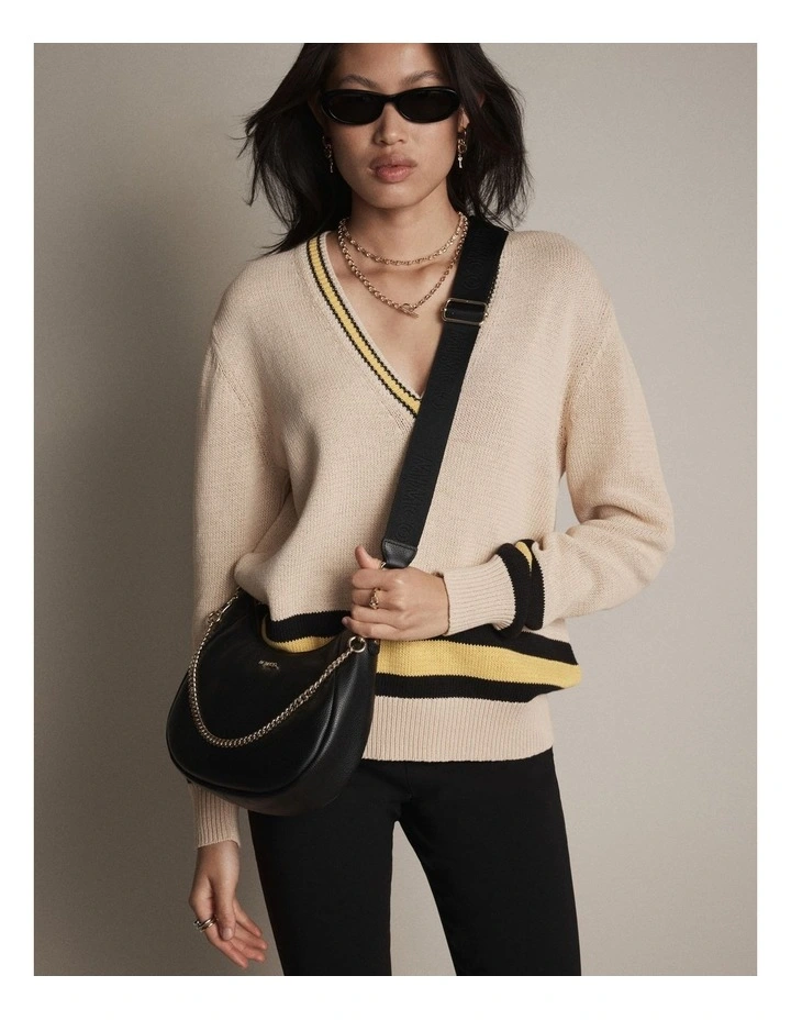 Lily Crescent Crossbody Bag in Black image 2