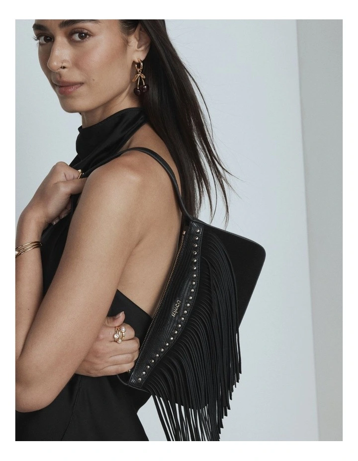 Rebel Fringe Shoulder Bag in Black image 7