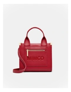 Patch Leather Mini Tote Bag in Lipstick Red