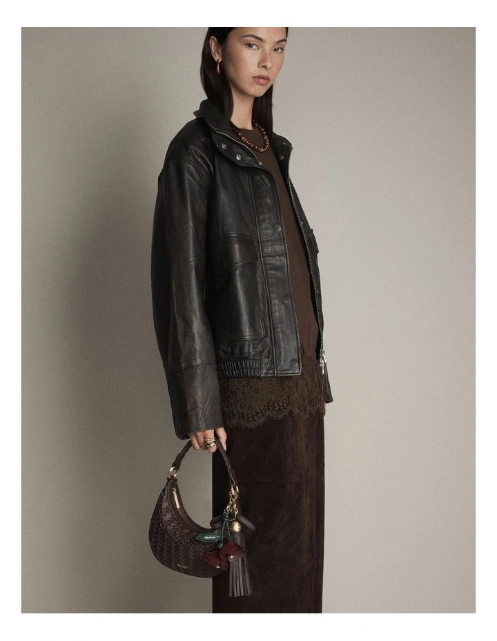 Luna Mini Crescent Bag in Cocoa image 4