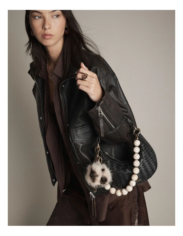 Luna Mini Crescent Bag in Black image 2