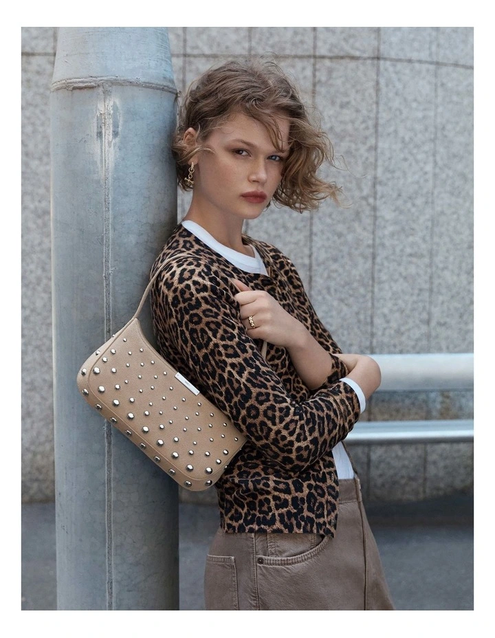 Cove Slim Studded Shoulder Bag in Sand image 2