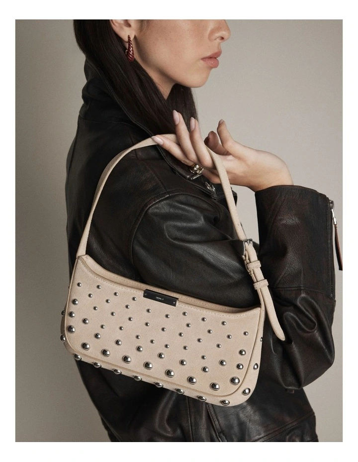 Cove Slim Studded Shoulder Bag in Sand image 4