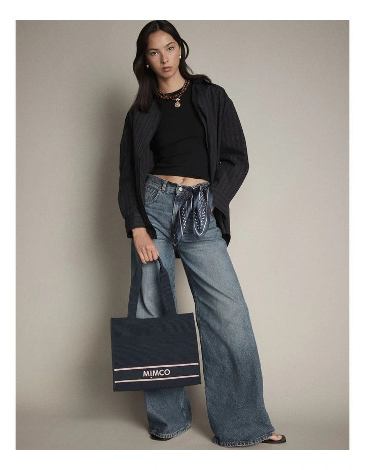 Blondie Boxy Tote Bag in Navy image 4