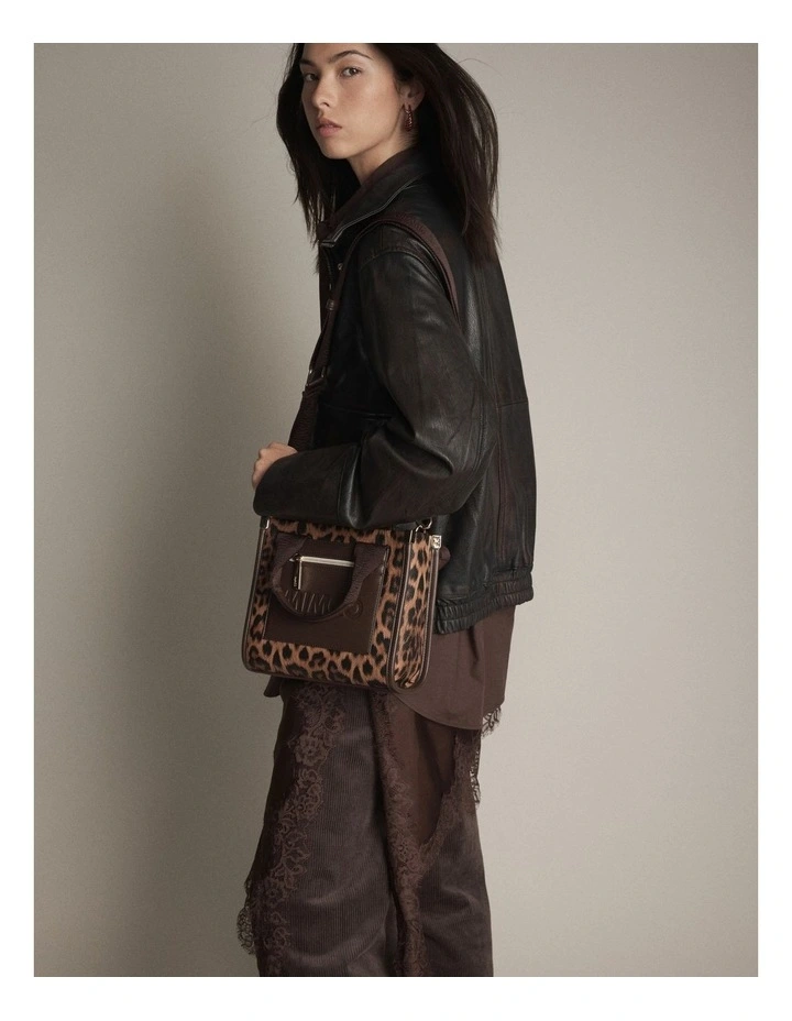 Patch Mini Tote Bag in Leopard image 4