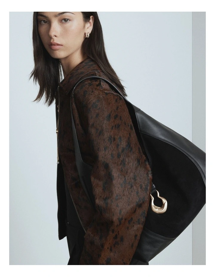 Shield Hobo Bag in Black image 2