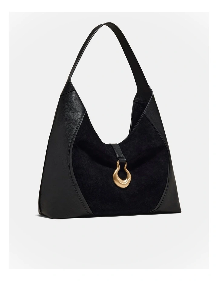 Shield Hobo Bag in Black image 3