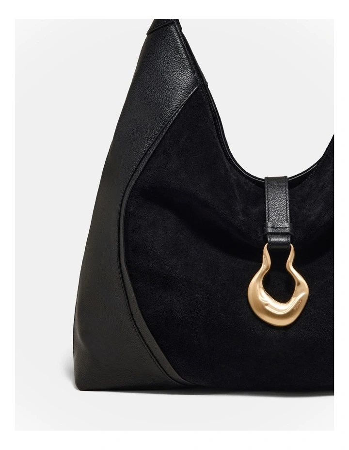 Shield Hobo Bag in Black image 6