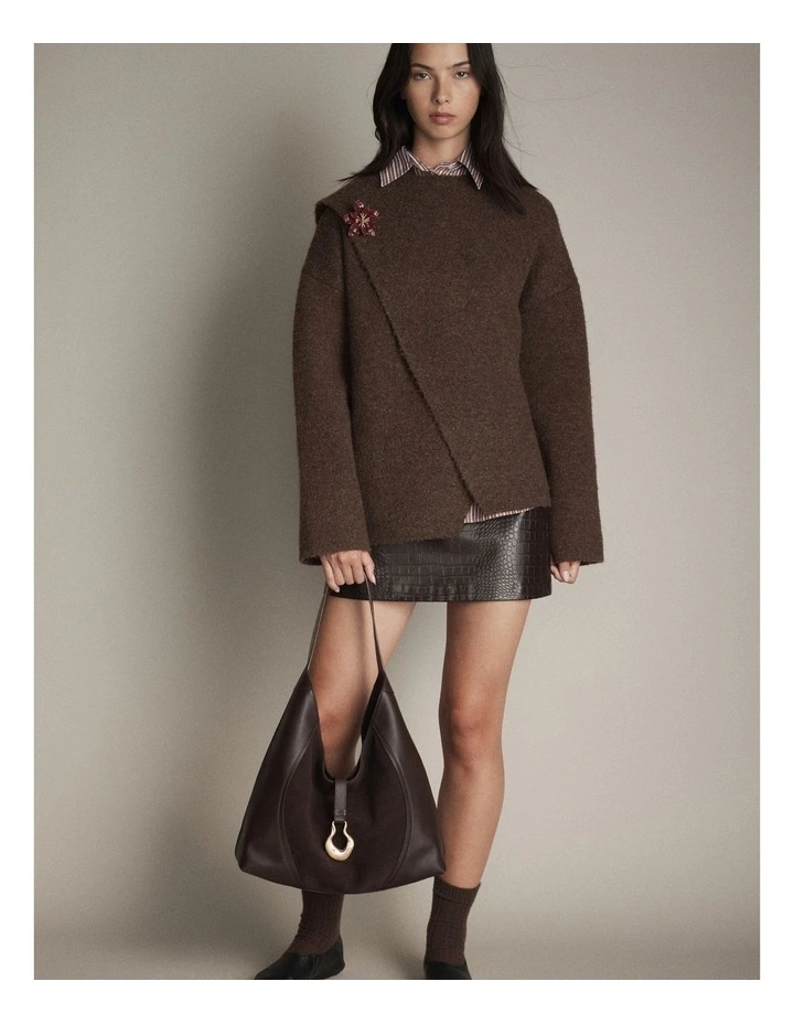 Shield Hobo Bag in Bitter Chocolate image 4