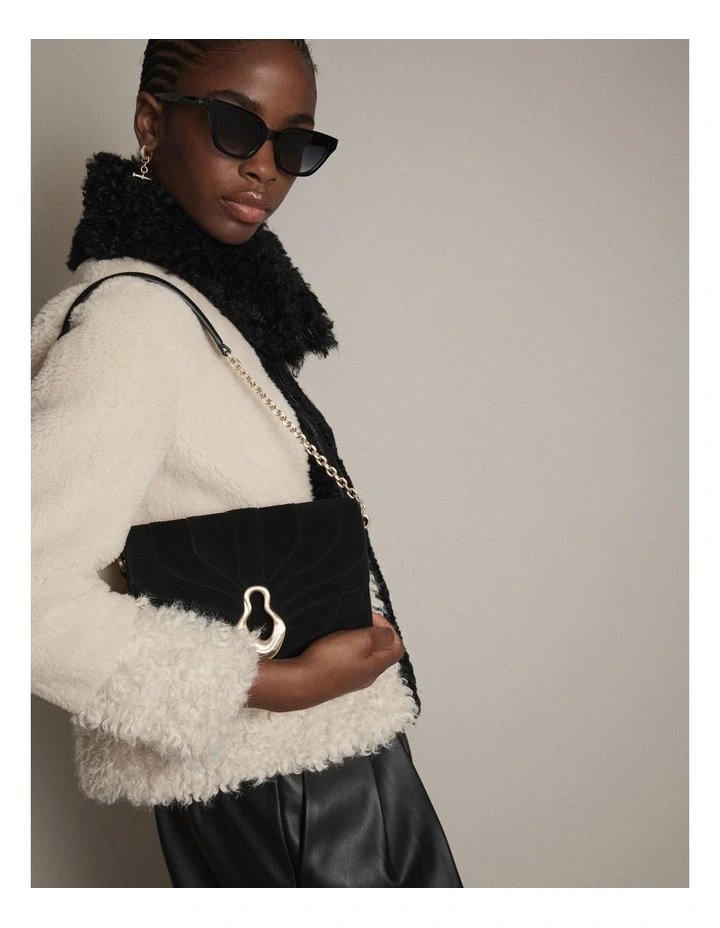 Shield Crossbody Bag in Black image 2