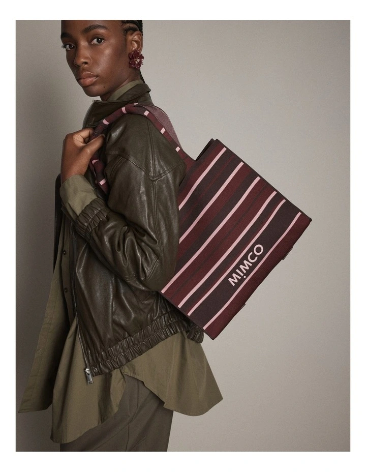 Blondie Boxy Tote Bag in Chocolate Stripe image 2