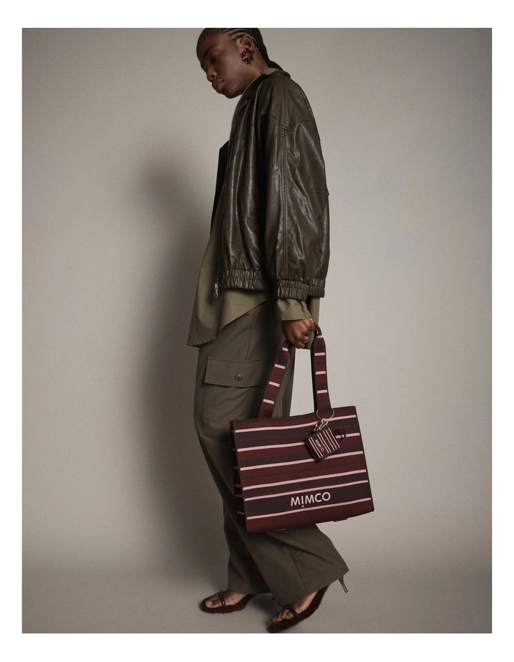 Blondie Boxy Tote Bag in Chocolate Stripe image 4