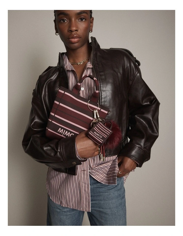 Blondie Mini Tote Bag in Chocolate Stripe image 2