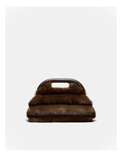 Faux Fur Frame Bag in Chocolate