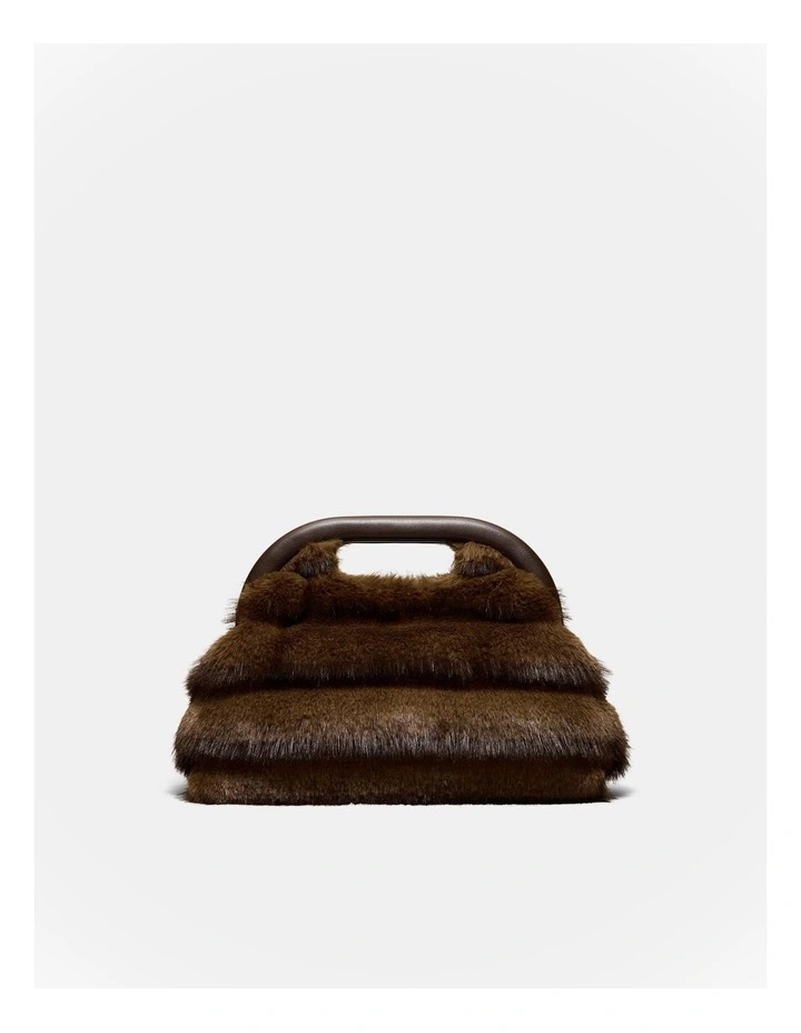 Faux Fur Frame Bag in Chocolate image 1
