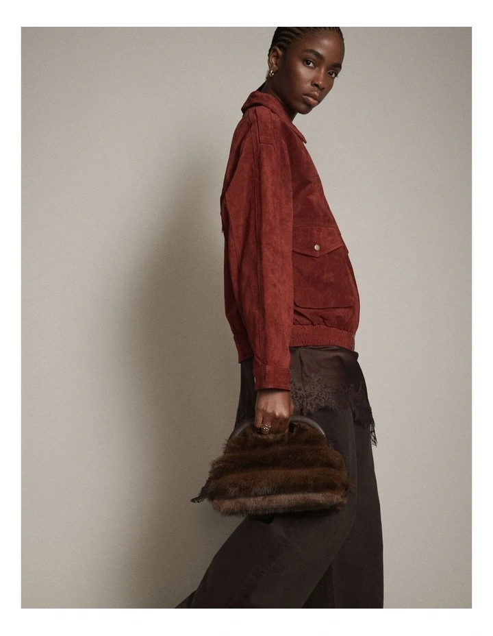 Faux Fur Frame Bag in Chocolate image 4