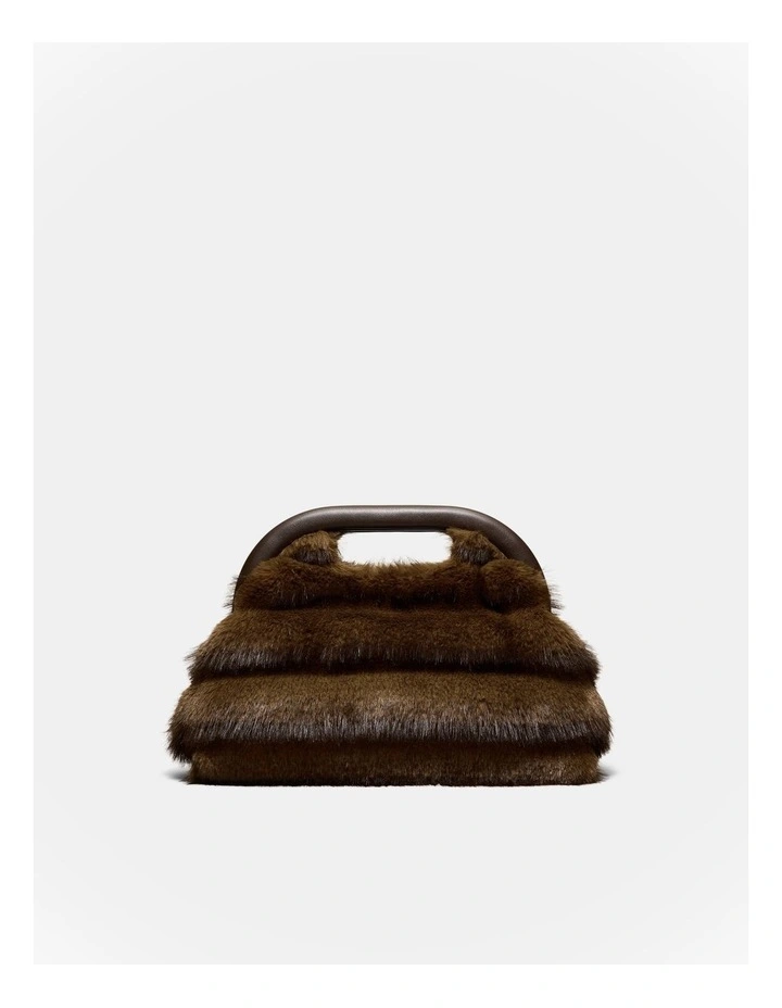 Faux Fur Frame Bag in Chocolate image 5