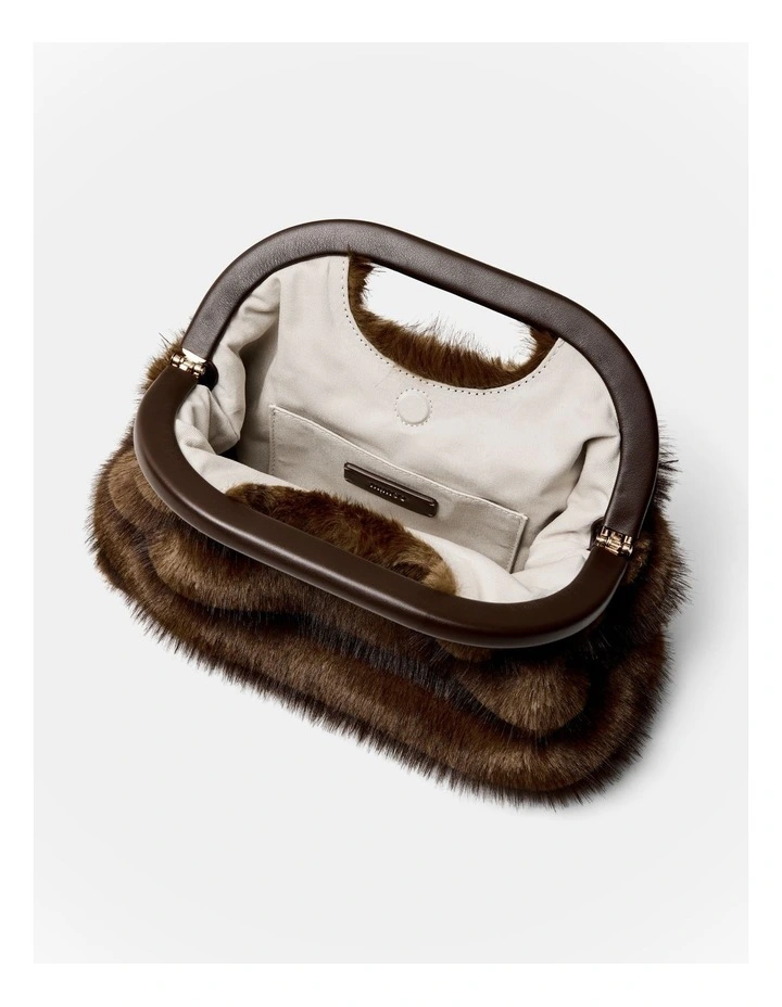Faux Fur Frame Bag in Chocolate image 7