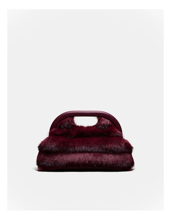 Faux Fur Frame Bag in Merlot image 1