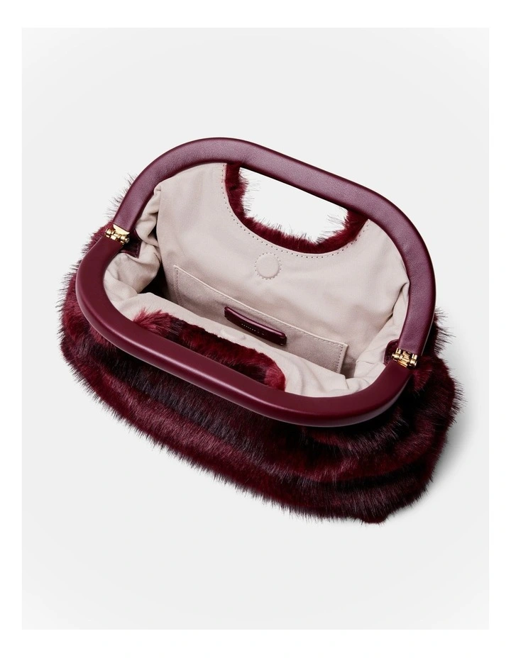Faux Fur Frame Bag in Merlot image 7