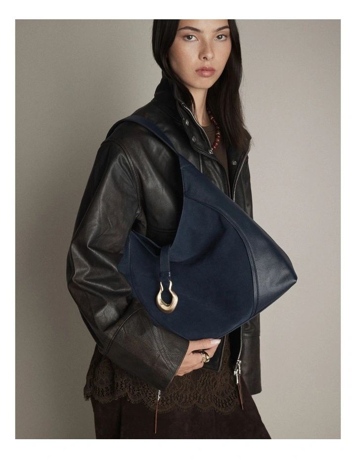 Shield Hobo Bag in Navy image 2