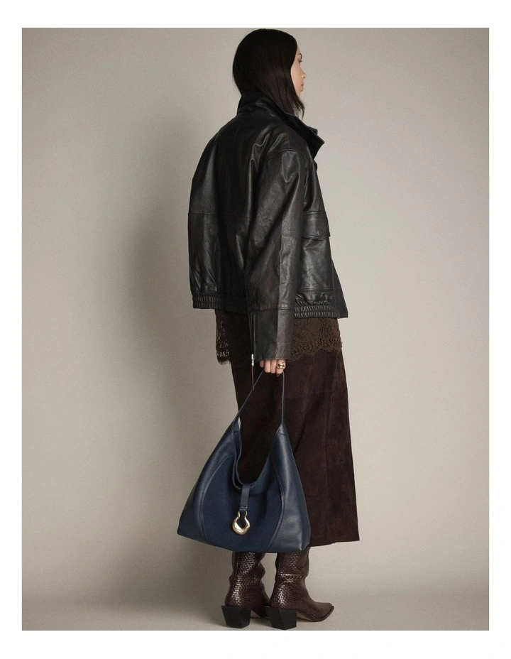 Shield Hobo Bag in Navy image 4