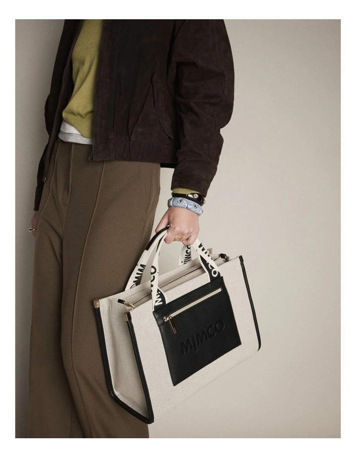 Patch Mini Tote Bag in Black Natural image 2