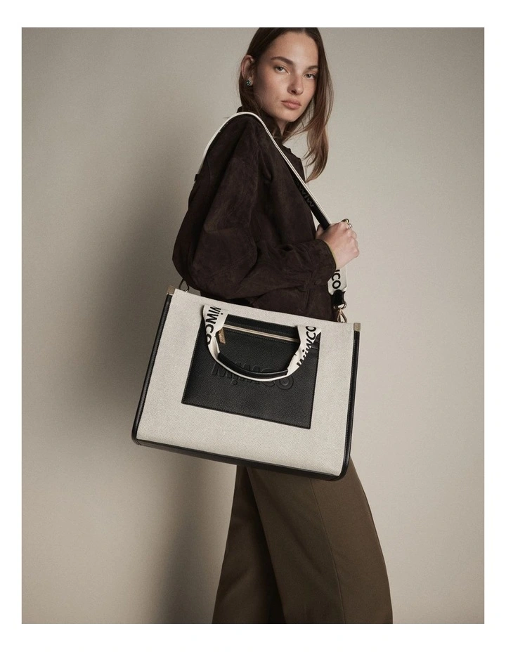 Patch Mini Tote Bag in Black Natural image 4