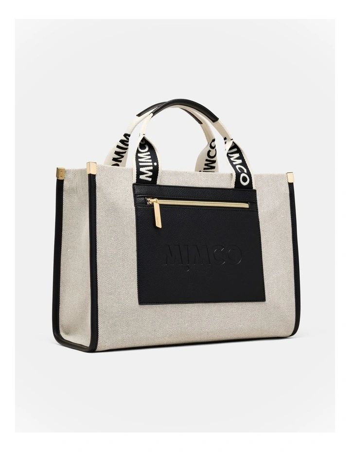Patch Tote Bag in Black Natural image 3