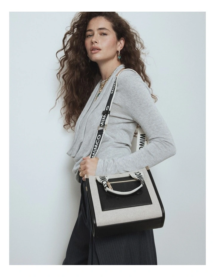 Patch Tote Bag in Black Natural image 4