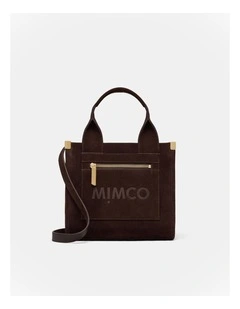 Patch Leather Mini Tote Bag in Chocolate