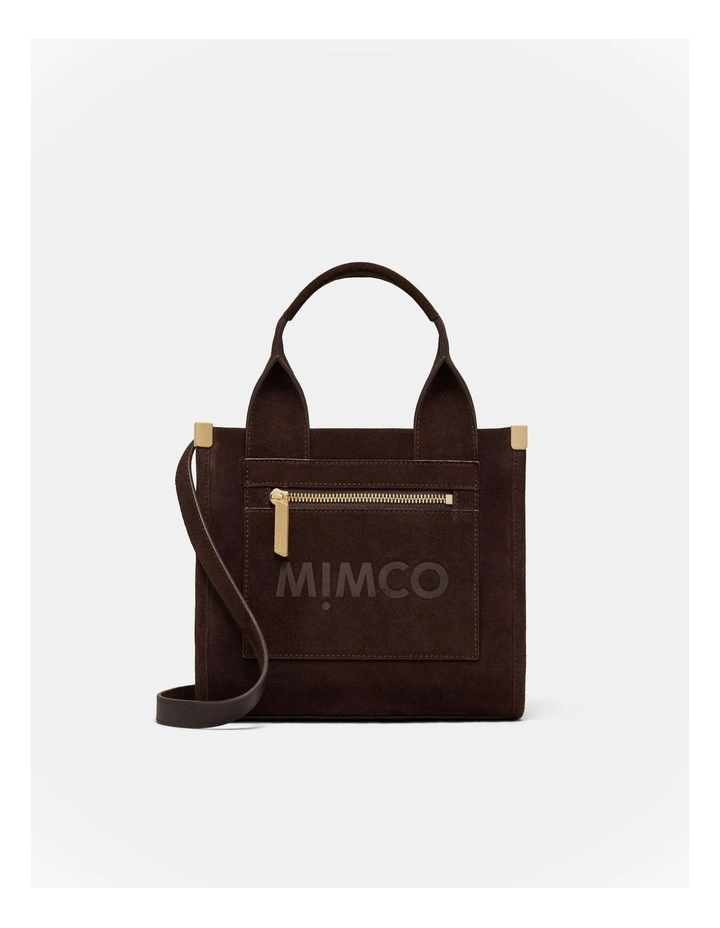 Patch Leather Mini Tote Bag in Chocolate image 1