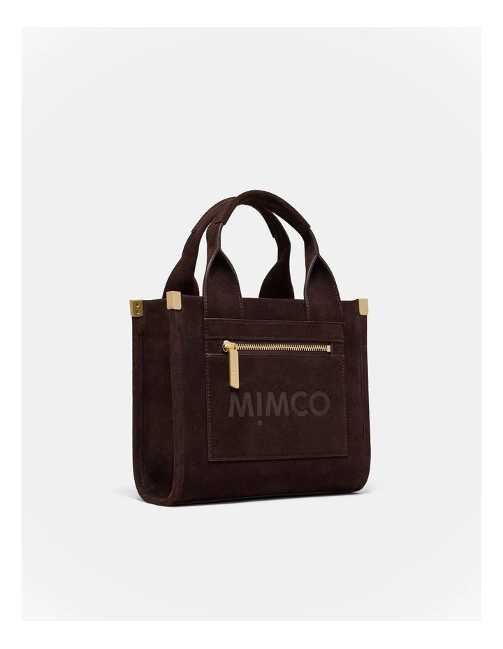 Patch Leather Mini Tote Bag in Chocolate image 3