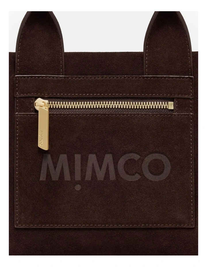 Patch Leather Mini Tote Bag in Chocolate image 6