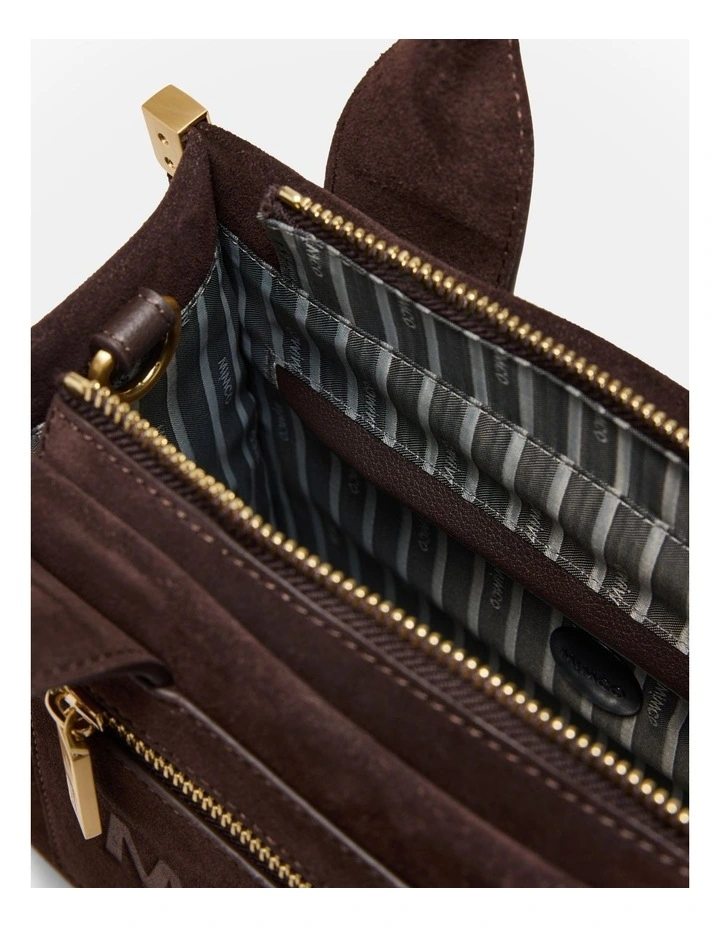 Patch Leather Mini Tote Bag in Chocolate image 7