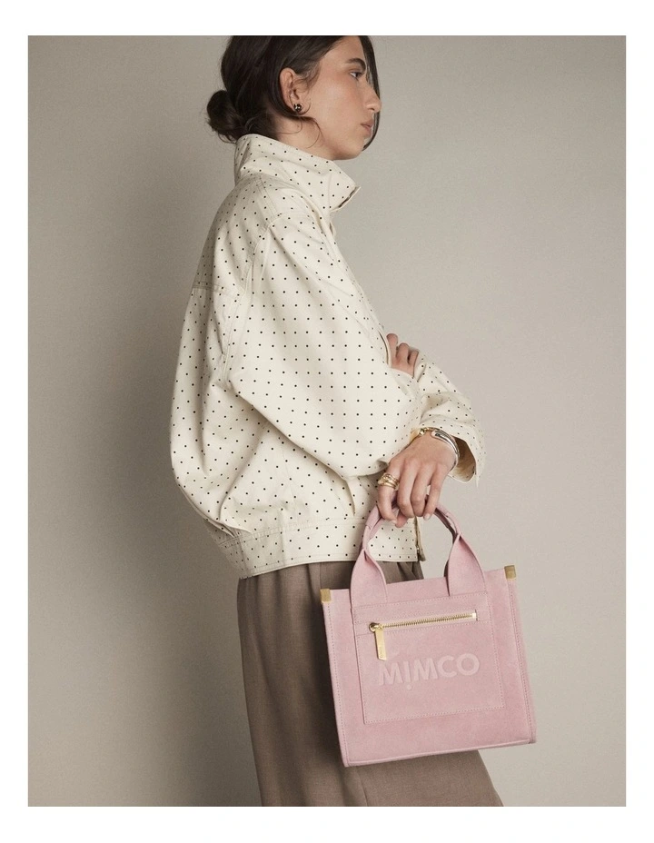 Patch Leather Mini Tote Bag in Pink Salt image 2
