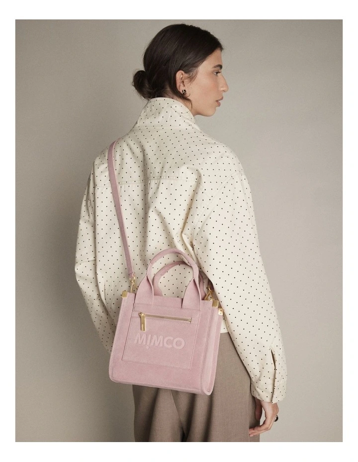 Patch Leather Mini Tote Bag in Pink Salt image 4