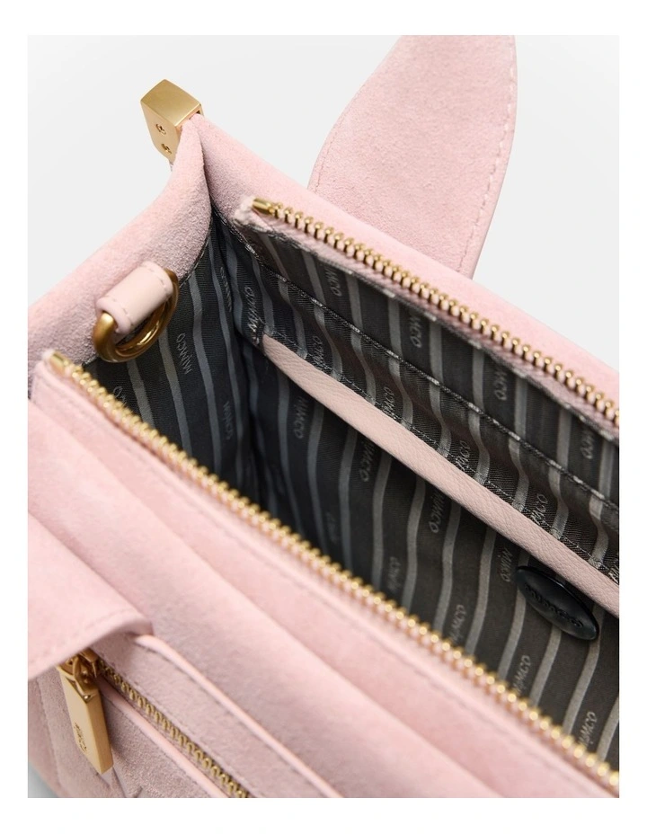 Patch Leather Mini Tote Bag in Pink Salt image 7