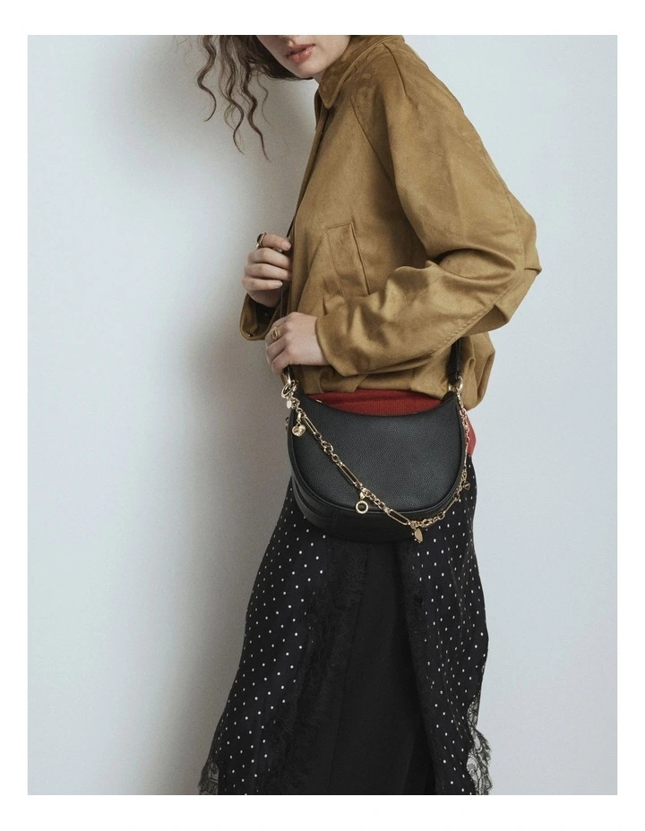 Luna Mini Crescent Bag in Black image 4
