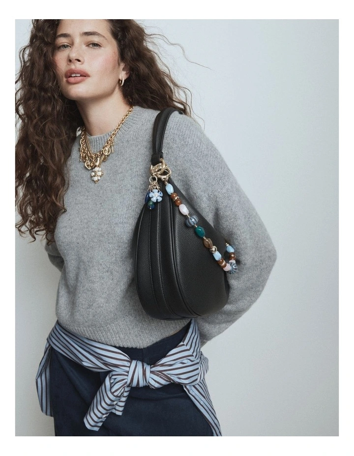 Luna Crescent Bag in Black image 2