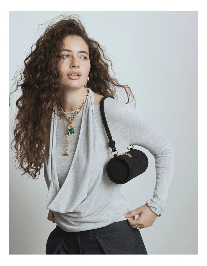 Barrel Mini Shoulder Bag in Black image 2