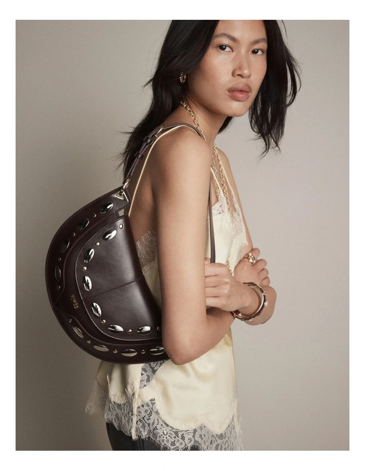 Dolly Studded Shoulder Bag in Brandy image 2