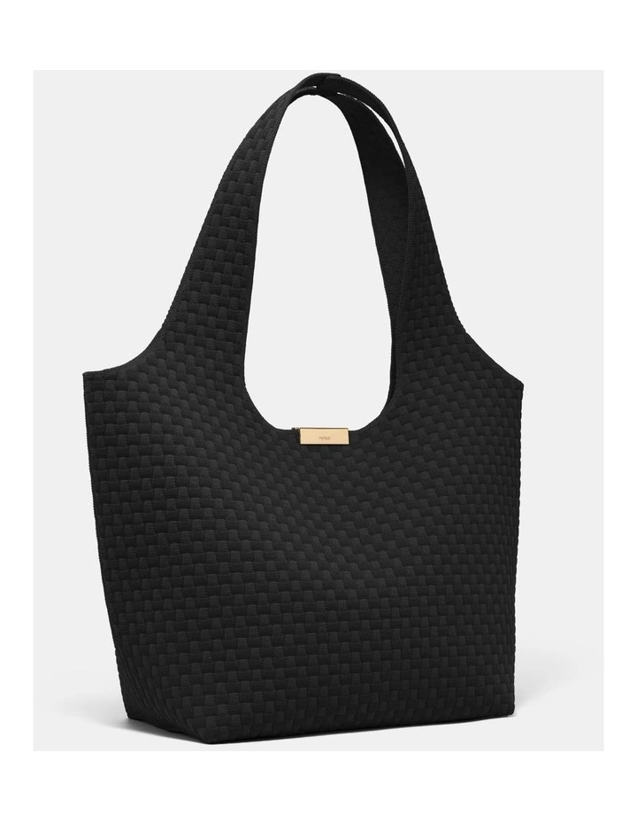 Amelie Basket Tote Bag in Black image 2