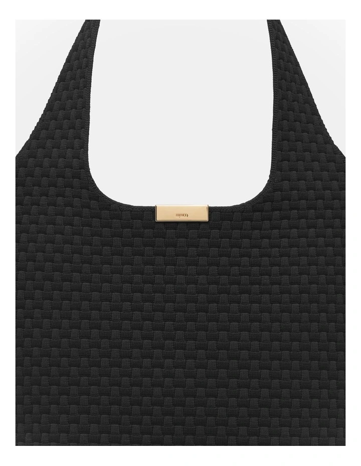 Amelie Basket Tote Bag in Black image 4