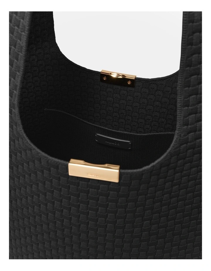 Amelie Basket Tote Bag in Black image 5