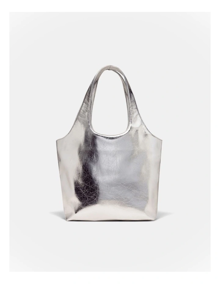 Brittany Mini Tote Bag in Silver image 4