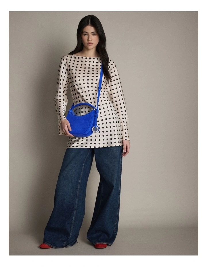 Luna Mini Crescent Bag in Cobalt image 2